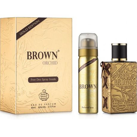 FRAGRANCE WORLD BROWN ORCHID GOLD EDITION EDP WITH DEO SPRAY 80ML - Loon Traders